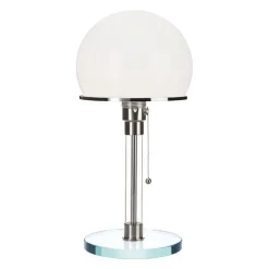WG 24 Wagenfeld Bordslampa glas, nickel, opal glas